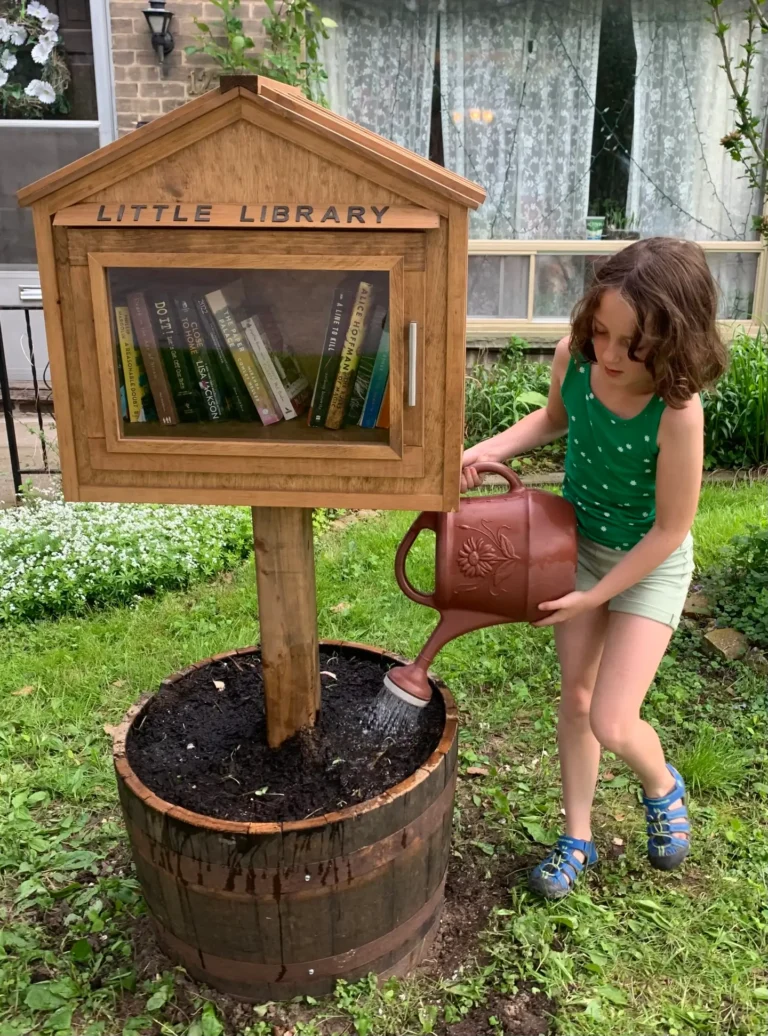 Freya giving the wildflower seeds a good start